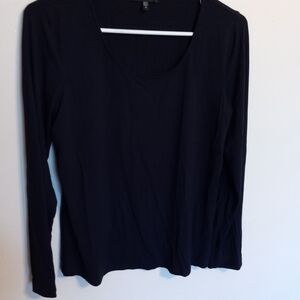 Eileen Fisher Classic Black Or Dark Blue  Long Sleeve Top Sz M